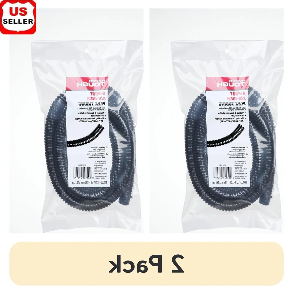 

2 упаковки, 3/8 дюйма, 6 футов, устойчивые к ультрафиолетовому излучению гибкие трубки, защита кабелей, прочный нейлон, применение в помещении и на открытом воздухе