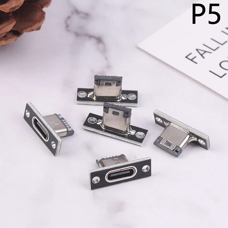 Type-C USB Jack 3.1 Type-C 2Pin 4Pin Female Connector Jack Charging Port 5PCS Hot USB 3.1 Type C Socket With Screw Fixing Plate