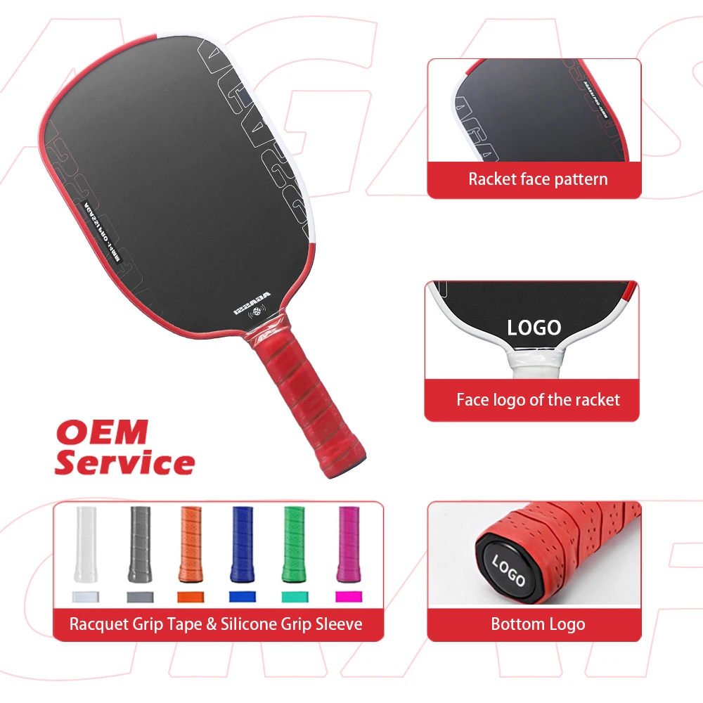 

Agassi Pro 16mm 14mm Pickleball Paddle Large Sweet Spot GEN4 TFP Foam Toray T700 Raw Carbon Fiber Surface USAPA UPA-A Approved