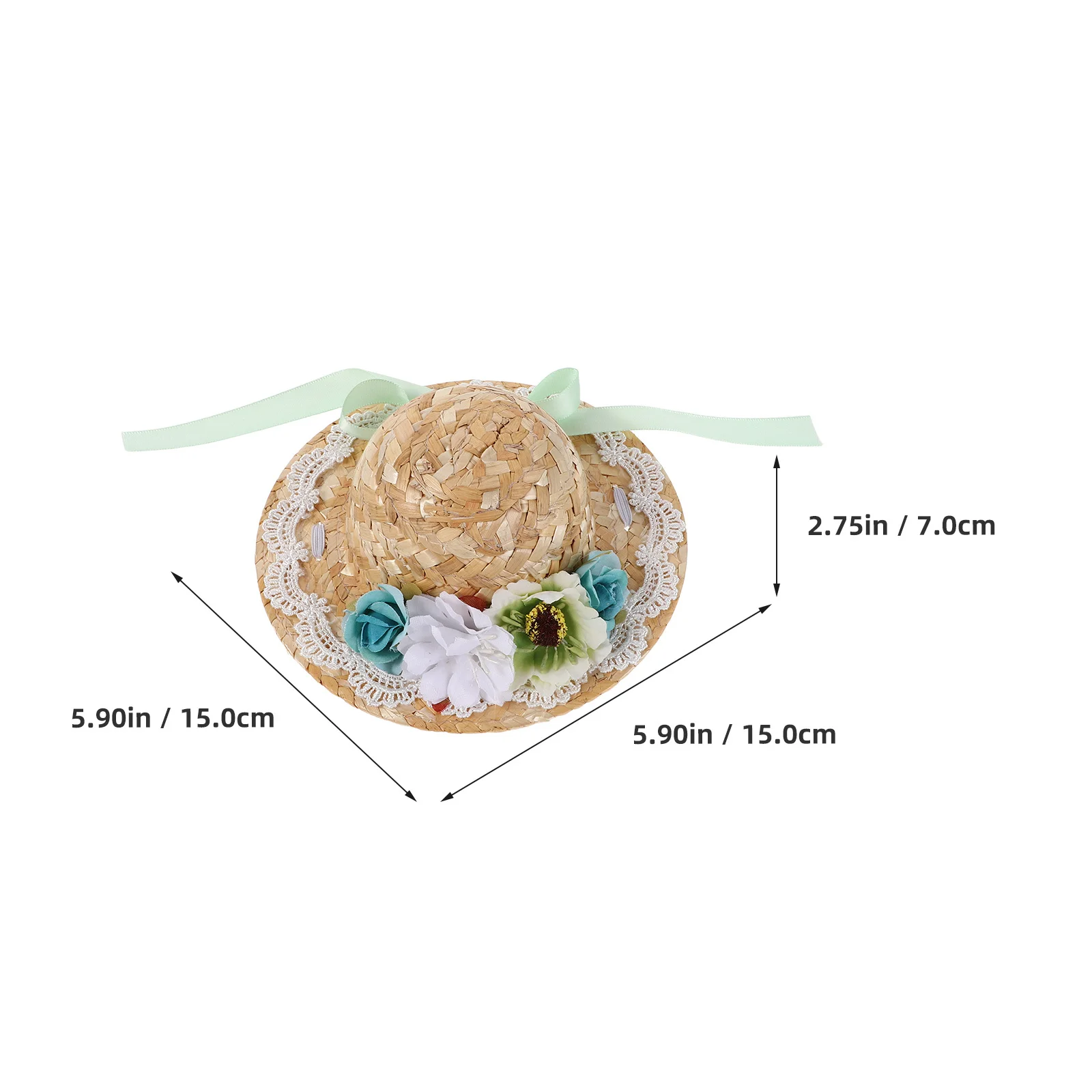 Mini Straw Hat Tiny Sombrero Bow Flower Design Summer Boho Style Craft Decoration Miniature Woven Small Straw Hats for Crafts