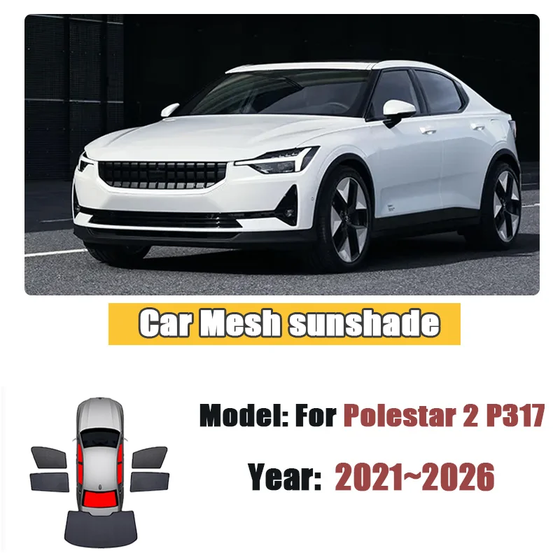 For Polestar 2 P317 2021~2026 2025 2022 Car Sunshade Ventilation Heat Insulation Blocks UV Rays Visor Protector Auto Accessories
