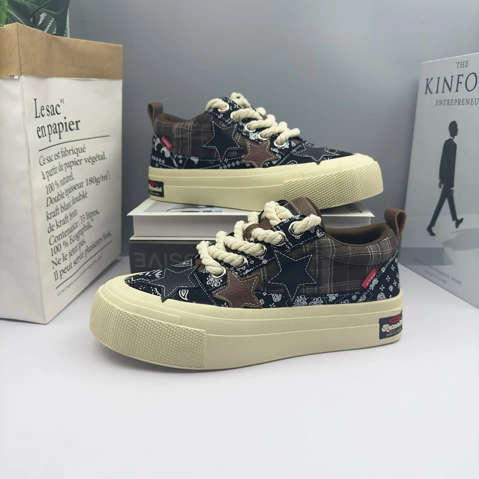 Niche Style Paisley Denim Star Canvas Couple Casual Shoes Sports Sneakers2025Summer Breathable Season Comfortable Sneaker