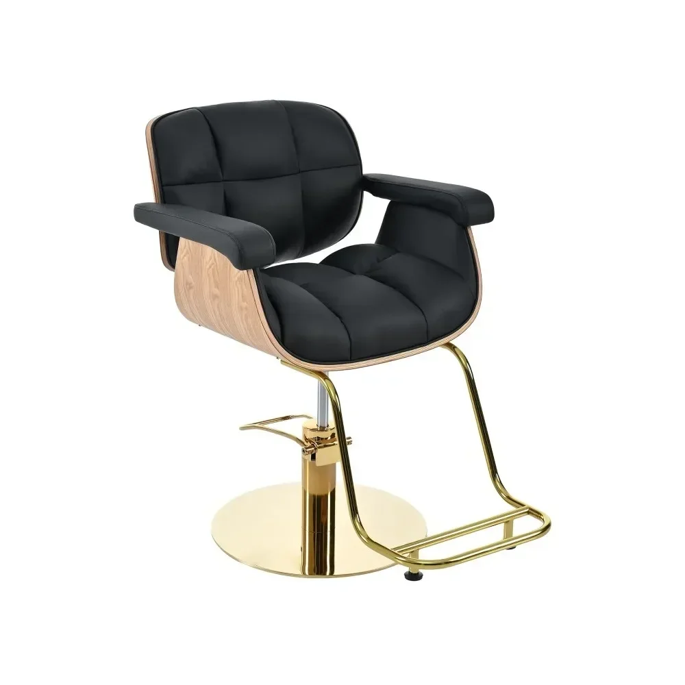 Voetsteun Interieur Stoel Voor Schoonheidssalon 360 ° Rotatie Ergonomische Armleuning & Lendensteun Nagelsalon Stoelen Zwart Chaise Coiffure