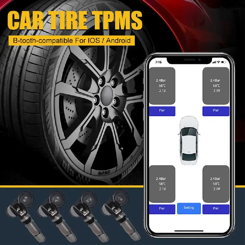 

Tire Pressure Sensor Bluetooth-Compatible TPMS Tire Pressure Monitoring System Internal Sensor Anti-theft Tire Pressure Sensor