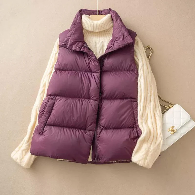 SEDUTMO Winter  Thick Duck Down Women Vest Jackets Slim Thick Waistcoat Autumn Oversize Pocket Casual Parkas ED1288