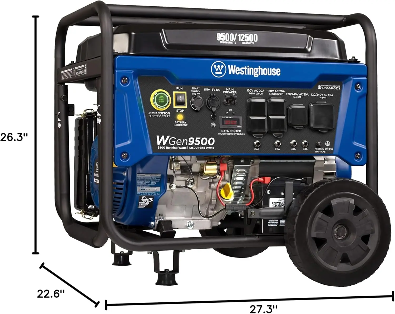 Outdoor Power Equipment 12500 Peak Watt Home Backup Portable Generator, Remote Electric Start with Auto Choke