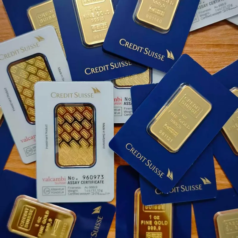 Replica Credit Suisse Copper Gold-plated Bar One Ounce Switzerland Gold Bullion Bars Coins Collection
