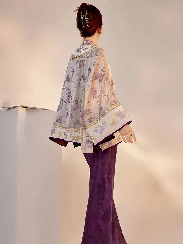Chinese style ladies embroidery high floral blouse jacket vintage China new design silk jacquard embroidery craft blouse women