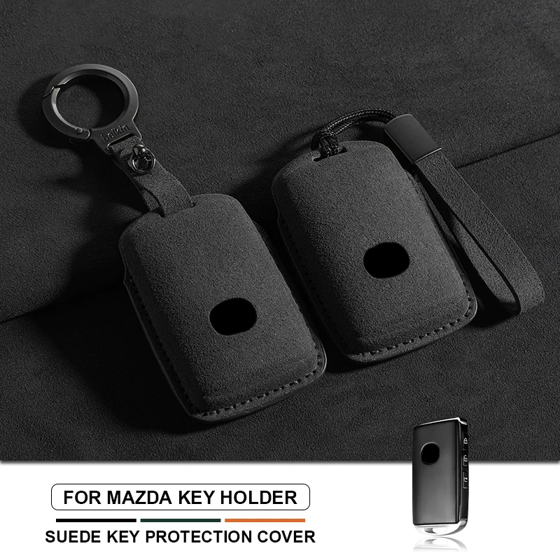 Suede Leather Car Remote Key Case Cover Shell For Mazda 3 6 Alexa CX30 CX50 CX60 CX 3CX4 CX5 CX8 CX9 Protector Fob Accessories