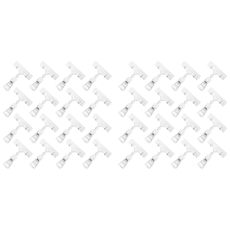 

32Pcs Clear Sign Clips Plastic Clip Sign Holder Stand, Swivel Price Clips Clothing Rack Signs Tag Clothing Rack Signs