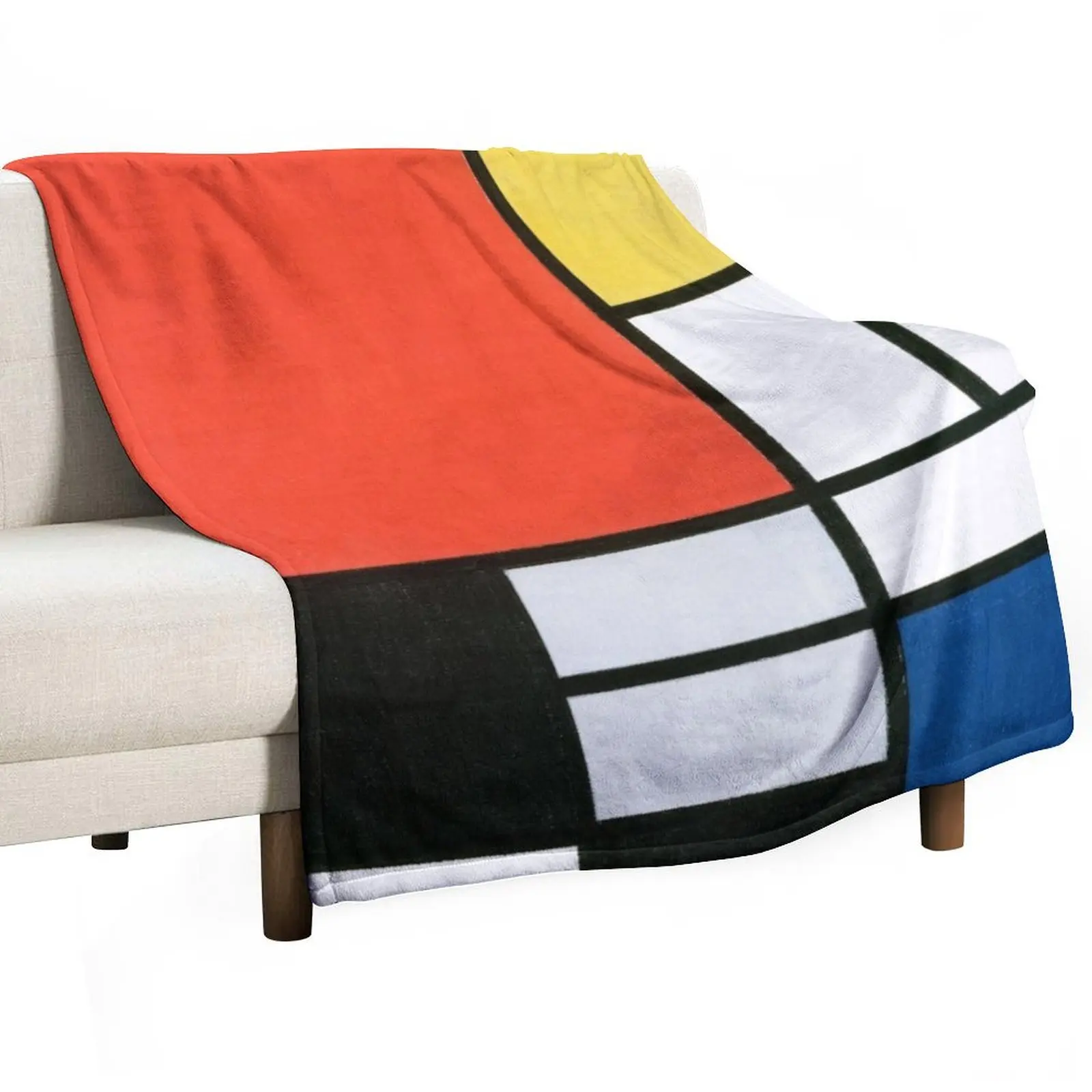 Composition in Red, Yellow, Blue, and Black (High Resolution), Mondrian Throw Blanket for winter Plush Designers Blankets