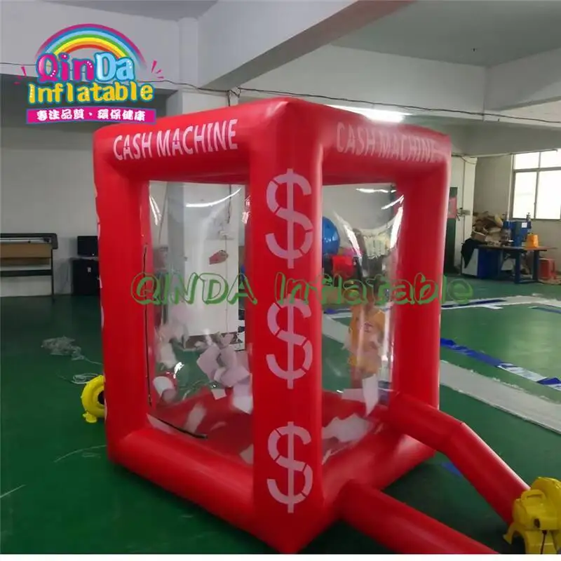 Cabina inflable de la máquina del dinero del cubo del efectivo del PVC/recogedor inflable del efectivo con 2 sopladores de aire para la publicidad/evento