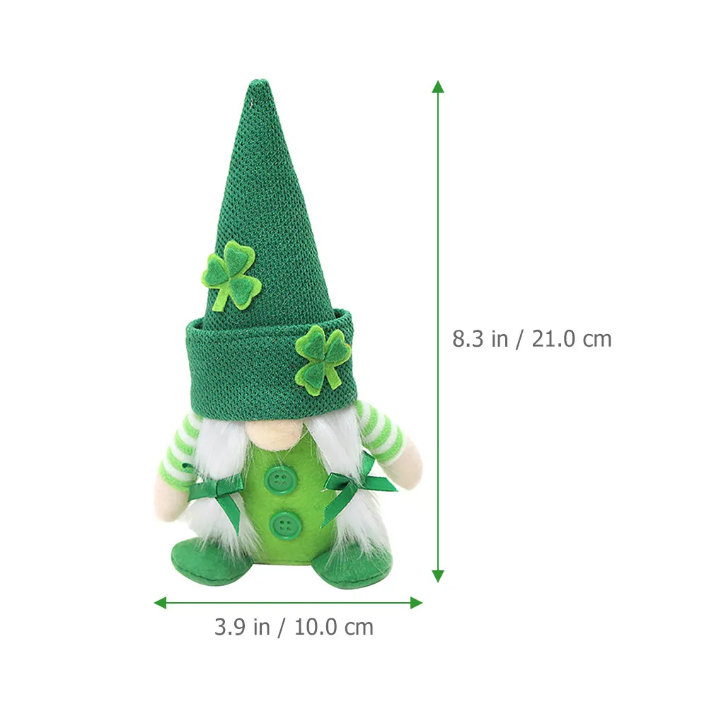 Shamrock Gnome Girl Ornament Clover Dwarf Figurine for Desktop Table Shelf Irish Festival Home Decor