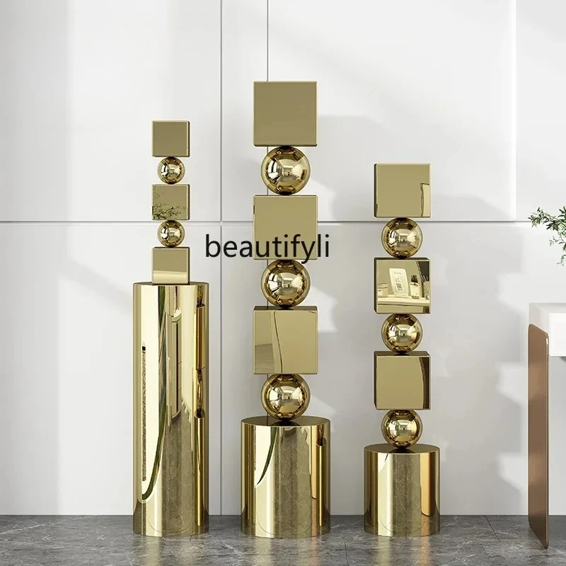

Modern minimalist sculpture art creative geometric floor stainless steel ornament home decoration