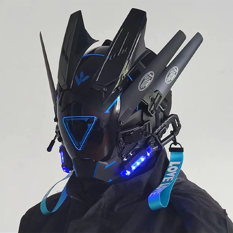 Led Cyberpunk Helm Gezichtsmasker Ritme Technologie Comic Display Cosplay Gloeiend Gezichtsveranderend Cool Masker Schietrekwisieten Decoratie