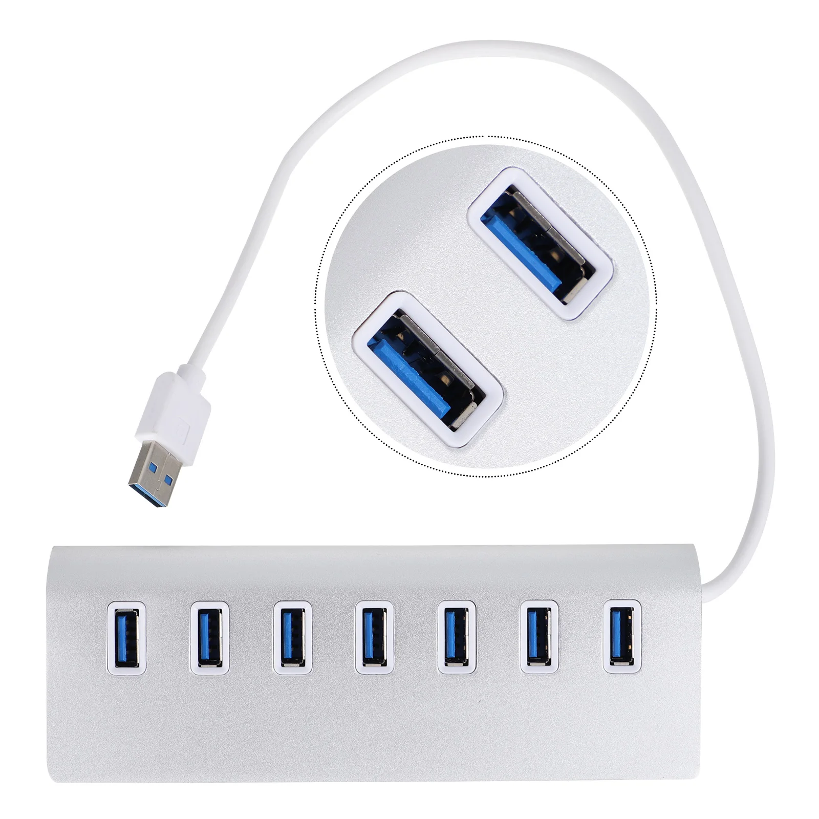 

7 Ports USB Hub 3.0 High Speed 5Gbps Transmission Support 2TB Hard Drive Charging 25 Degree Tilt Elegant Office