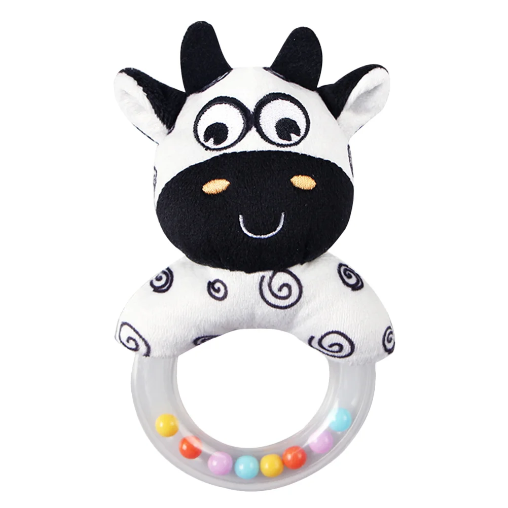 

Hand Bell Early Education White Black Toddler Baby Animal Smooth Surface Plush Safe for Kids Bead Sound