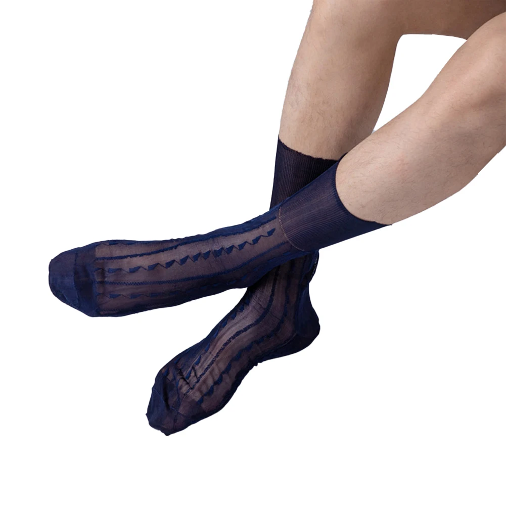 Sheer Tube Socks Mens Ultra-thin Socks Breathable Nylon See-Through Sexy Silky Ultra-thin Wear Traceless Business