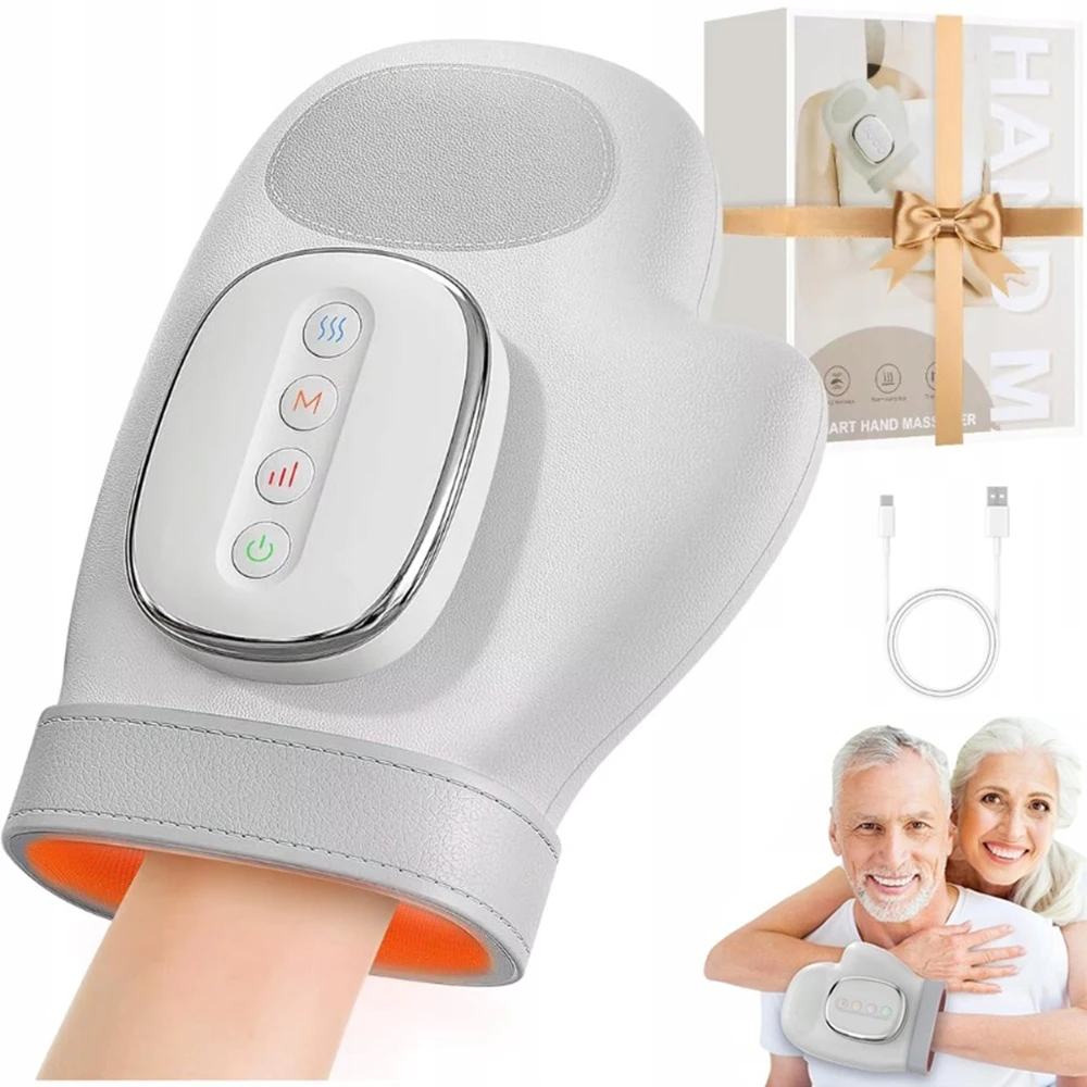 New Hand Massager Airbag Compression Finger Wrist Palm Massage Machine Heating Vibration Relaxation Tool Gift For Men Women