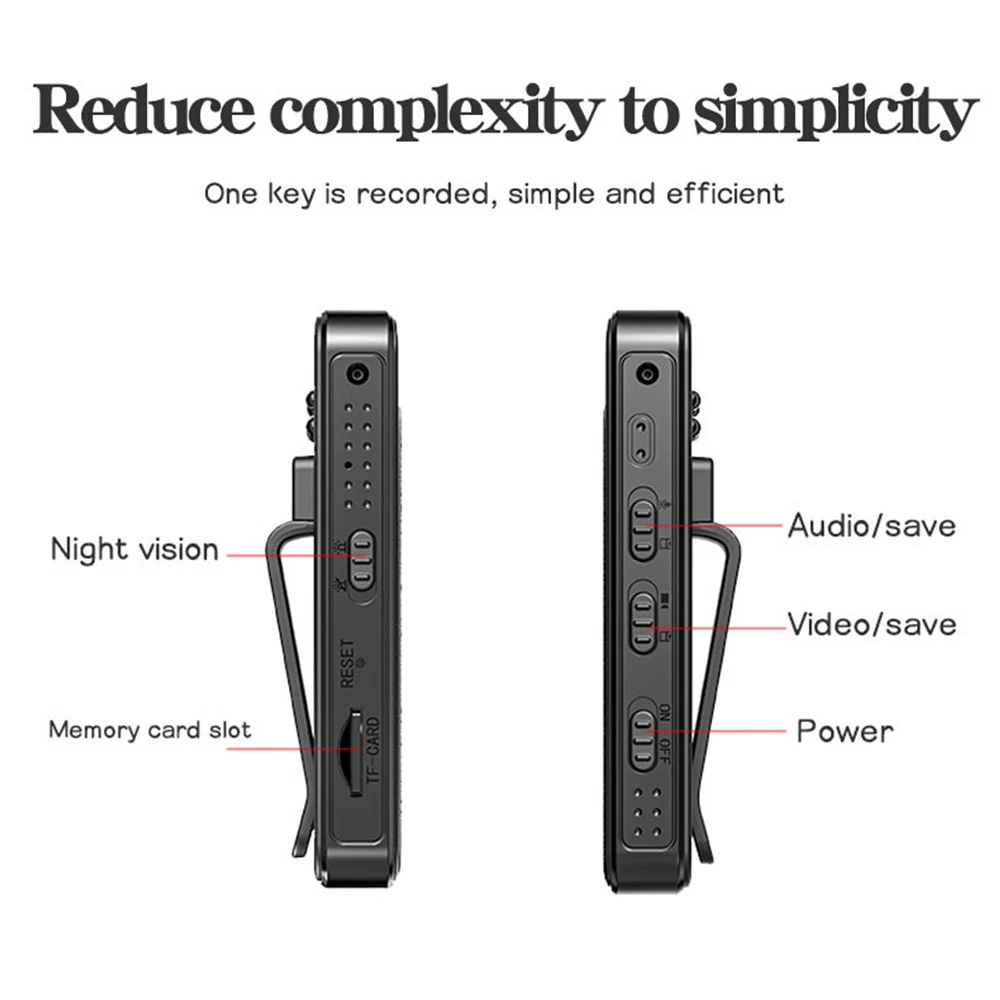 64GB 1080P Mini Clip Video Camera 180-degree Rotary Lens Night Vision Sports Camera Surveillance Camcorder Voice Recorder