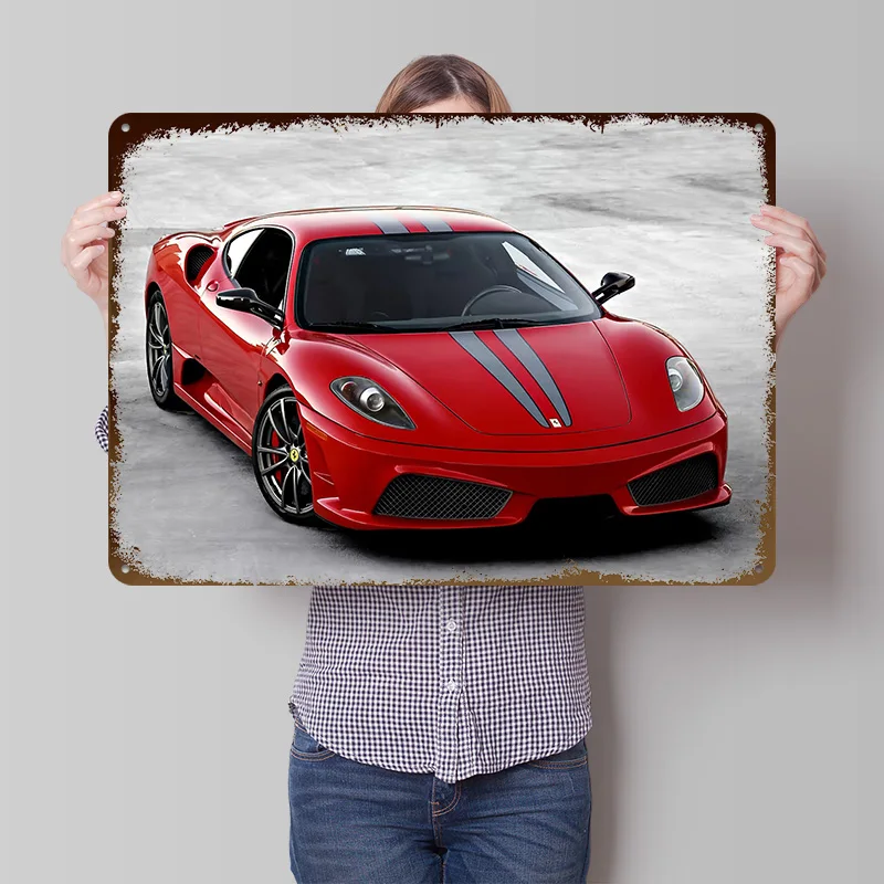 Rotes Sportwagen-Poster, personalisierte Vintage-Metallschilder, Wandkunst, Retro-Blechschild für Bar-Accessoires, Wanddeko, Haus, Zuhause