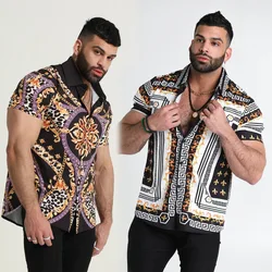 Hawaiian Men's Shirt Floral Digital Print Camisole Short Sleeve Shirt Men's Casual Tops Beach Oversized Shirt Men's