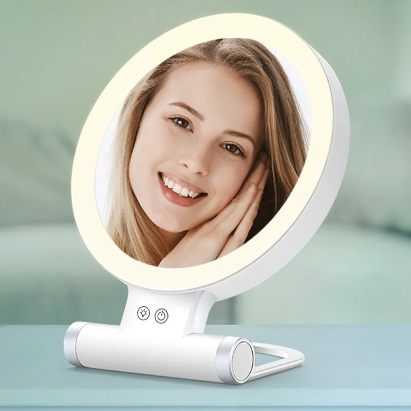 Lighted makeup mirror LED fill light double-sided mirror desktop wall-mounted 20x Magnifying type-c charging makeup mirror