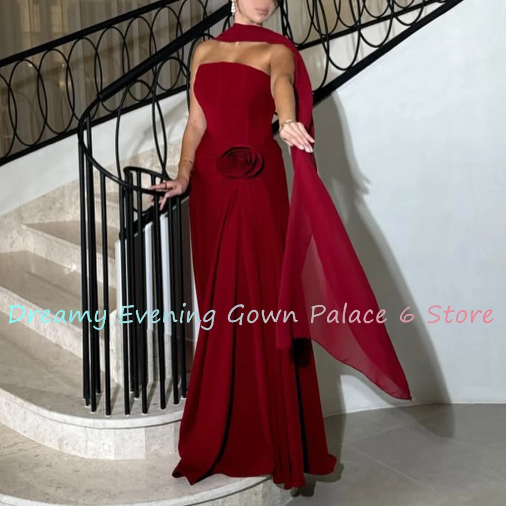 تخصيص عالية الجودة جيرسي ألف خط ثلاثية الأبعاد الزهور فستان سهرة مزاجه طول الأرض بدون حمالات vestidos de fiesta حجم مخصص