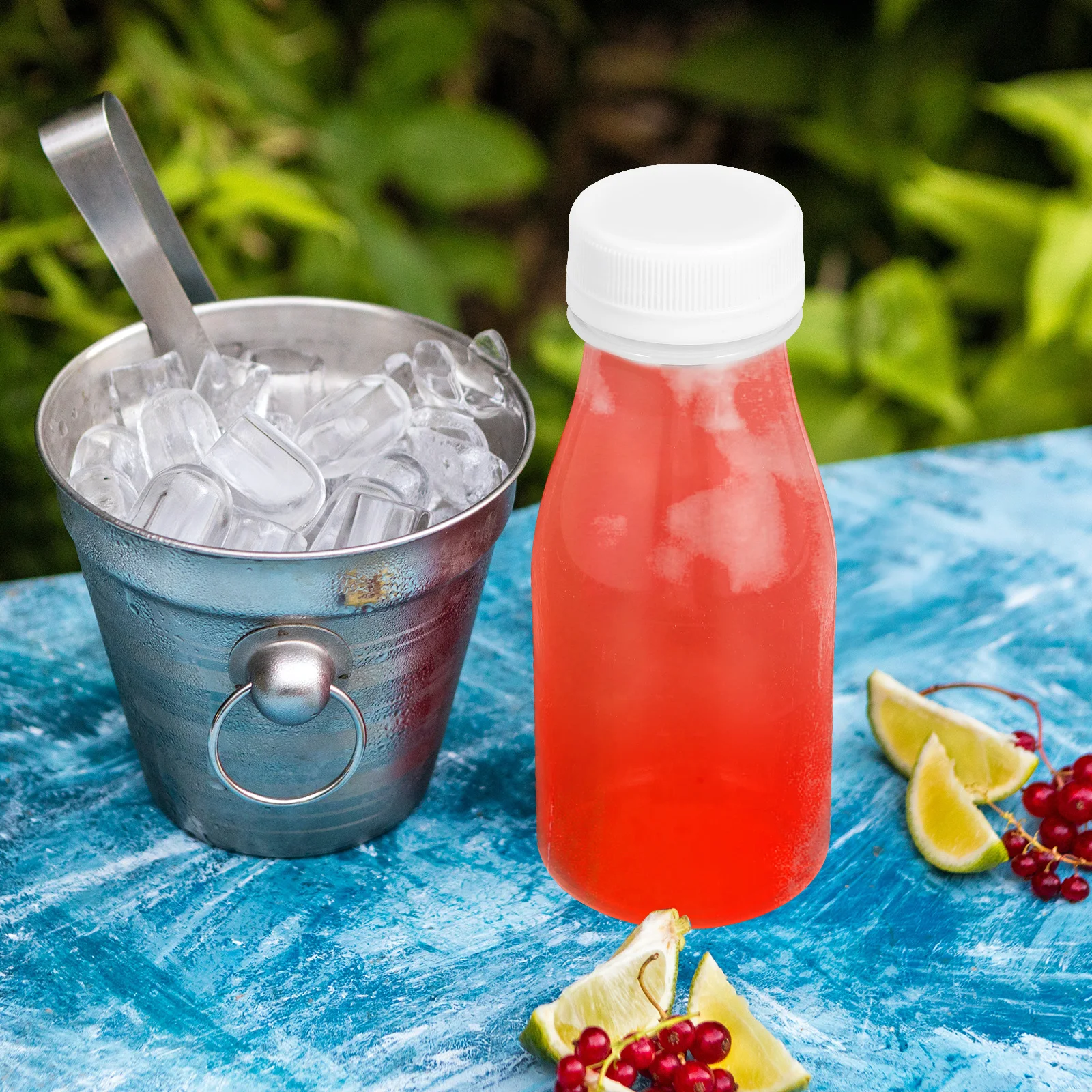 

6pcs Clear Juice Bottles 200Ml Reusable Leakproof Empty Beverage Containers Portable Drink Storage Bottles For Milk Yogurt Cold