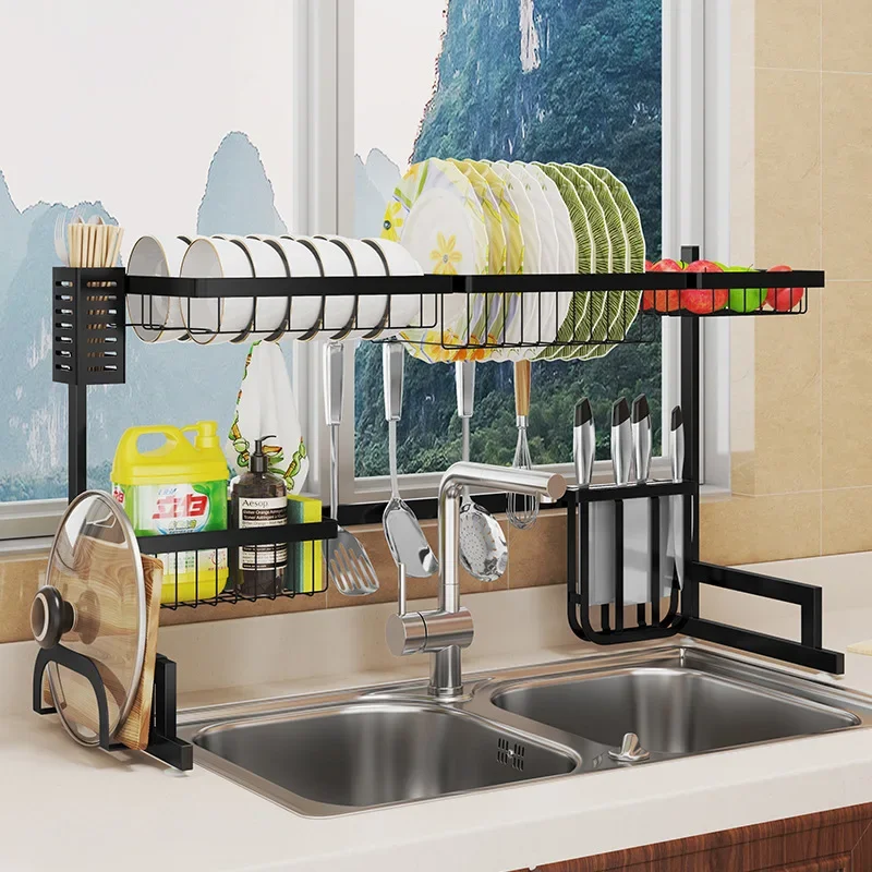 

Telescopic sink drain rack Small size dish rack Stainless steel collector