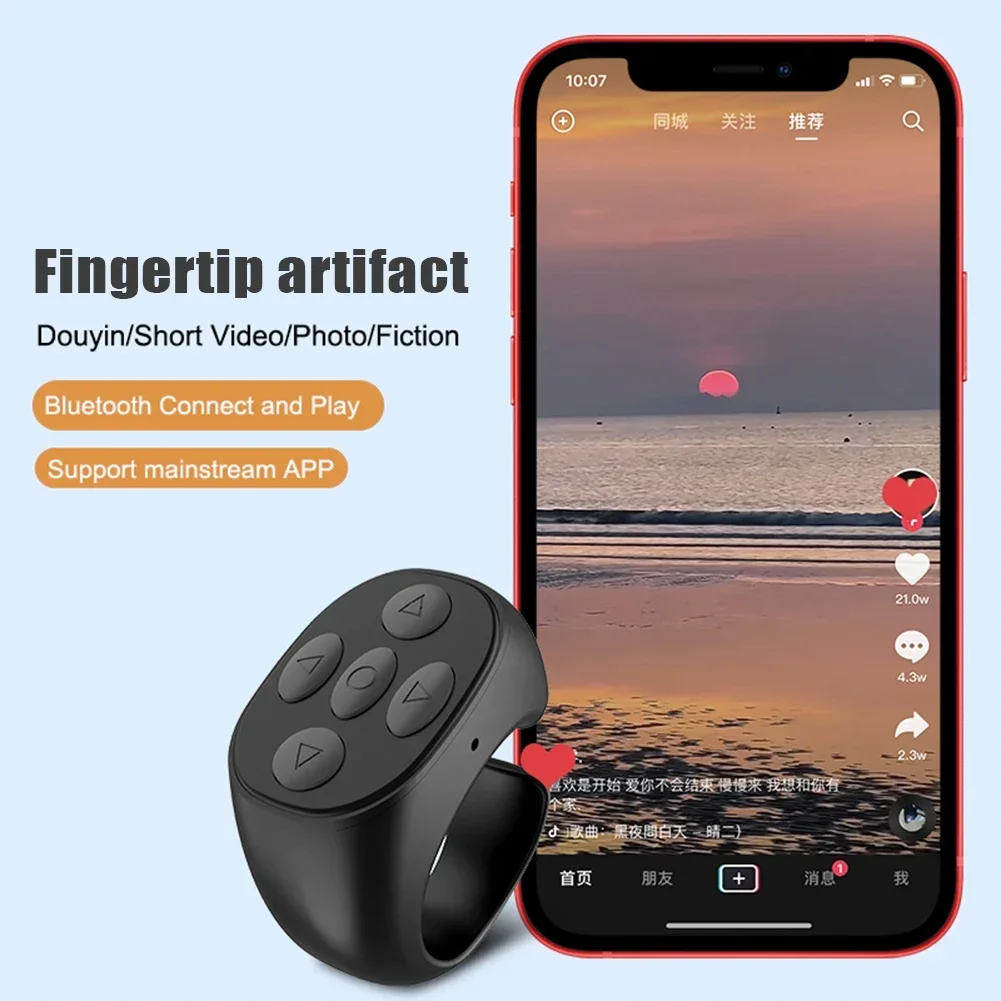 10M Page Turning Ring Roller Camera Shutter Music Controller for Xiaomi Apple Tiktok Scrolling Ring Mobile Selfie Remote Control