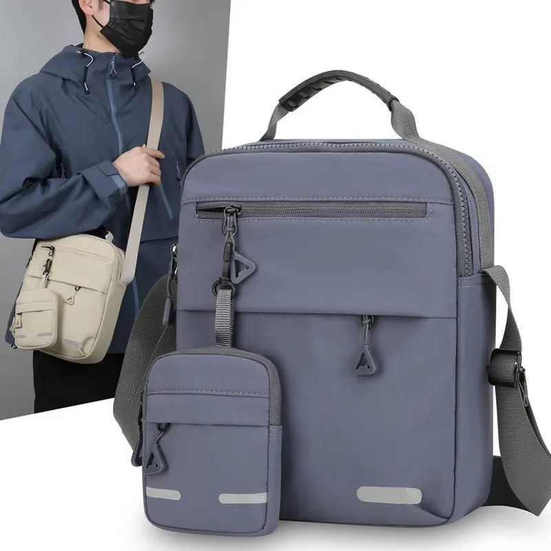 Men Women 2 In 1 Crossbody Bag With Detachable Mini Pouch Waterproof Nylon Shoulder Pack With Reflective Strips Daily Commuter