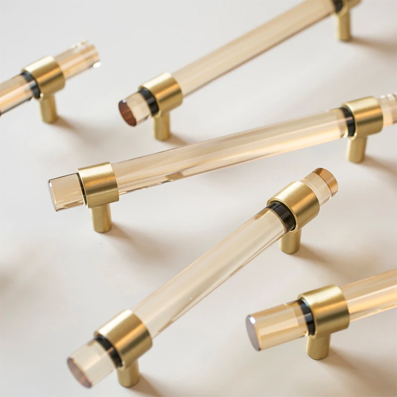 

Artificial crystal + brass Modern Style ChampagneDrawer Knobs T bar Handle Bathroom Pulls Kitchen Cabinet Door Handle Pull