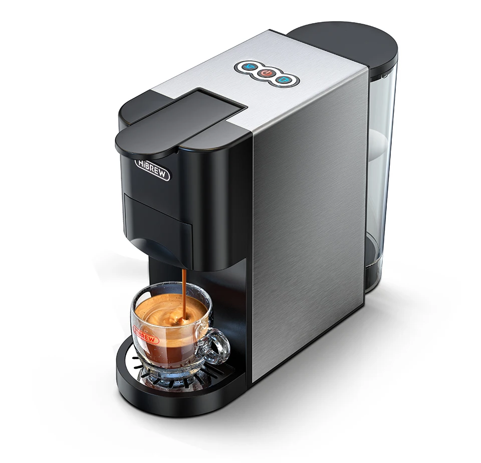 HiBREW Kaffeemaschine 5in1 Espresso mit mehreren Kapseln Dolce Milk&Nespresso&ESE Pod&Pulver Kaffeemaschine Edelstahl Metall H3A – Detail 5