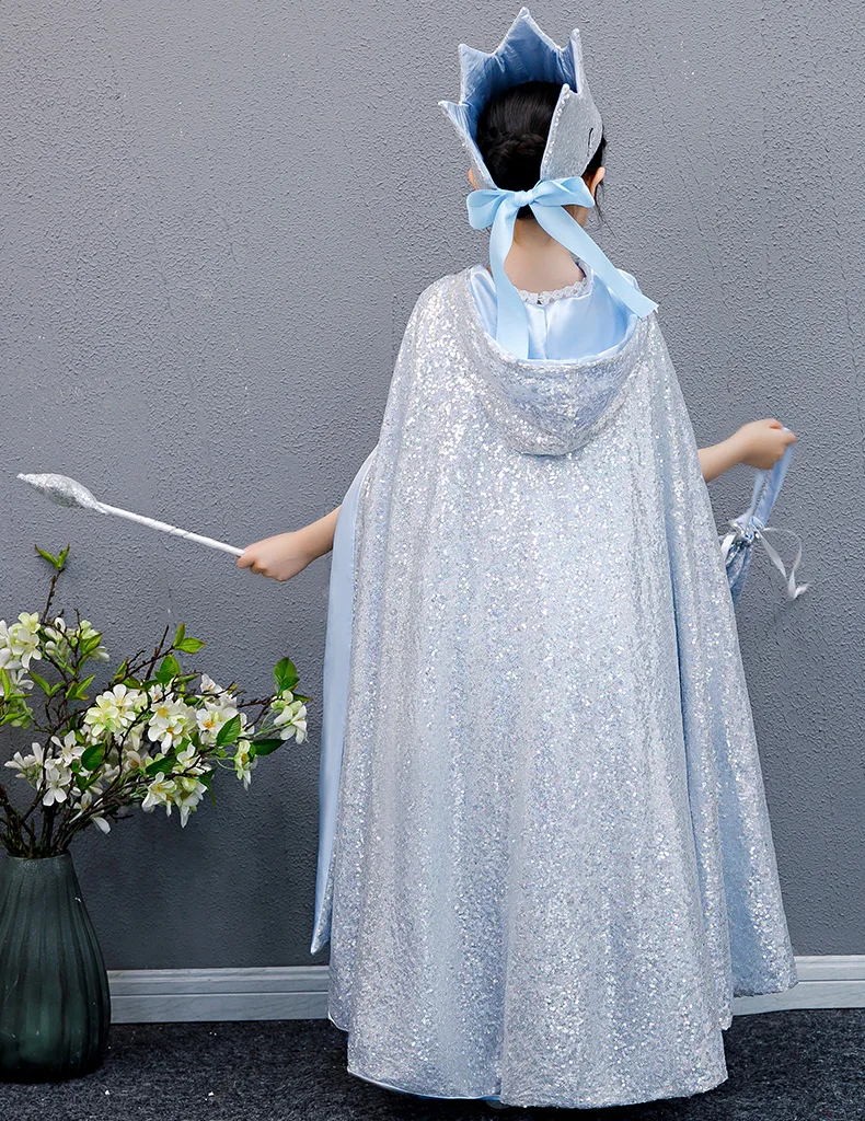 Cape à Capuche Pour Fille 8-14 Ans - Bordure Dentelle Pour Halloween, Noël, Cosplay - Tissu Léger Polyester - 4