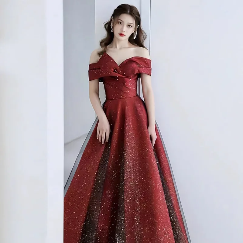 

Ele Satin Evening Gown One oulder Wedding Dr for Women High Waist Princ Skirt Sle Faionable Wedding Dr