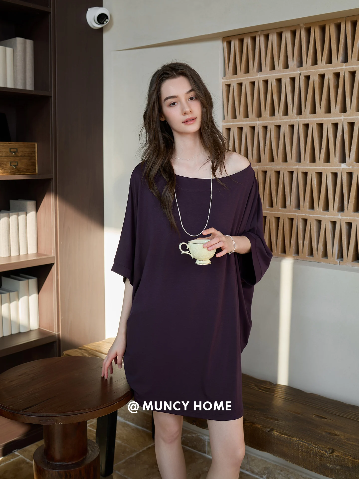 meonsill-modal-cotton-sleepwear-women's-summer-thin-loose-purple-lazy-outfit-suitable-for-outdoor-soft-breathable-short-pants