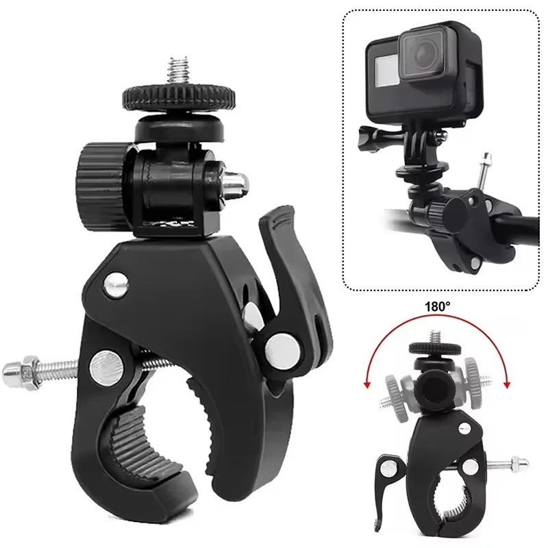 Bicycle Handlebar Clamp Rotating Camera Adjustable Bar Mount For GoPro Camera DV Tripod Cycling Outdoor Recording Bike Bracket
