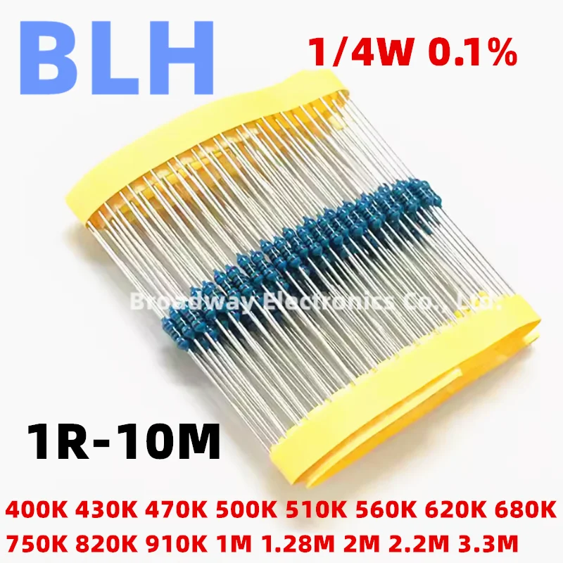 10PCS ΠΠ΅ΡΠ°Π»Π»ΠΈΡΠ΅ΡΠΊΠΈΠΉ ΠΏΠ»Π΅Π½ΠΎΡΠ½ΡΠΉ ΡΠ΅Π·ΠΈΡΡΠΎΡ 0,25W 1/4W 0,1% 400K 430K 470K 500K 510K 560K 620K 680K 750K 820K 910K 1M 1,28M 2M 3,3M ΠΠΌ