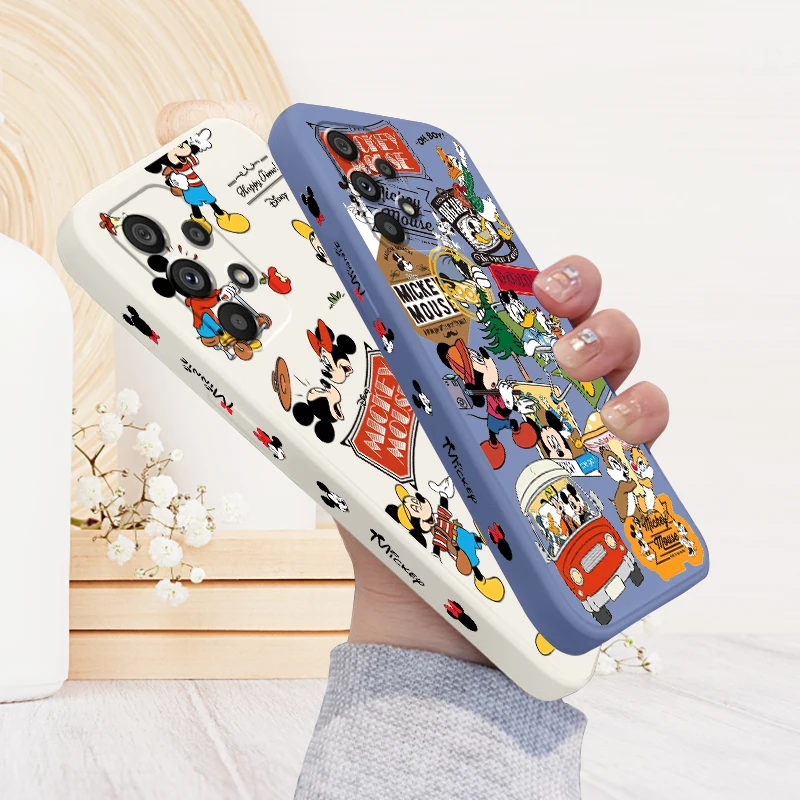 

Mickey Minnie Disney Cartoon Liquid Left Rope For Samsung A53 A52 A33 A32 A51 A71 A21S A13 A73 A55 A72 A23 A35 A05 5G TPU