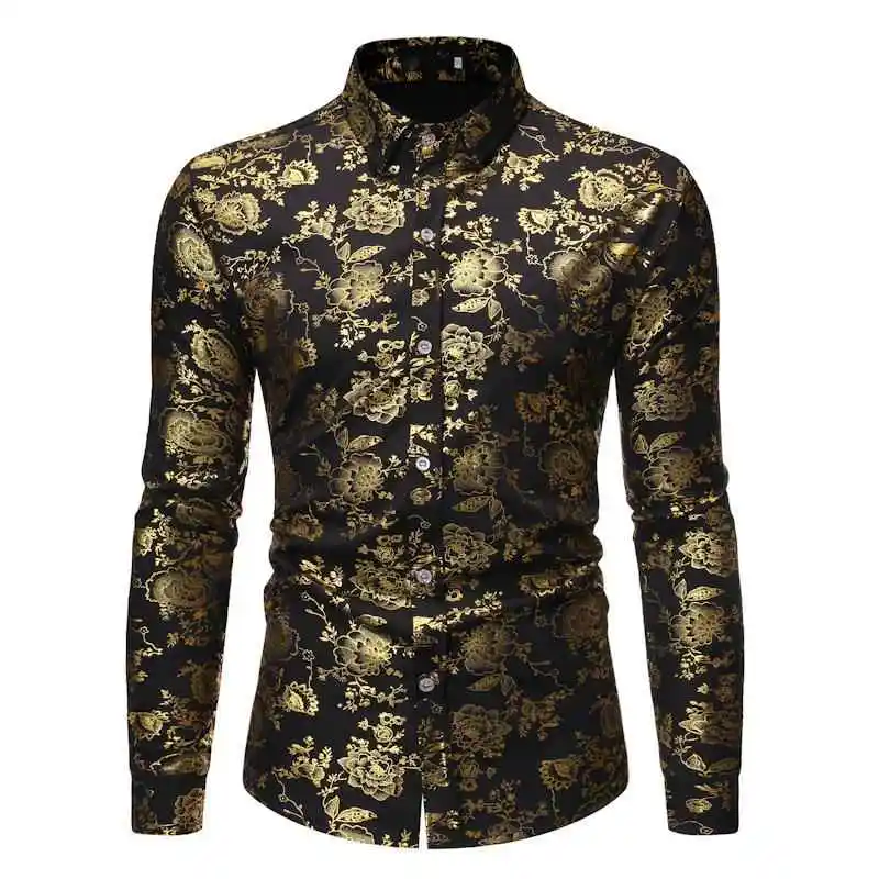 

Men's Long Sleeve Shirt Metal Print Collar Casual Style Polyester Fiber No Brand Registered Trademark Waist-Cinching 3D Effect