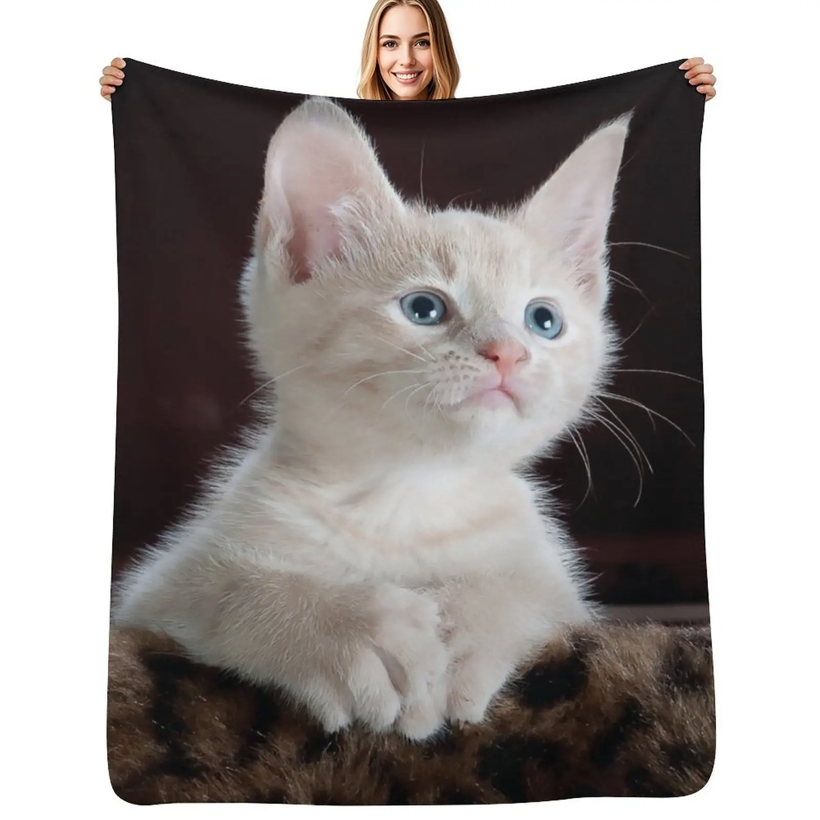

Cute Cat Throw Blanket Cute Plaid warm for winter Nap Retros Blankets