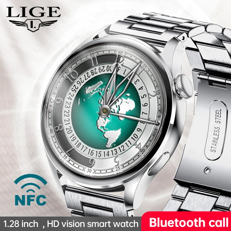 

Мужские смарт-часы LIGE 1.28 дюйма с Bluetooth-вызовами, водонепроницаемые, NFC, разблокировка дверей, мониторинг сердечного ритма и сна, спортивный браслет. Распродажа.