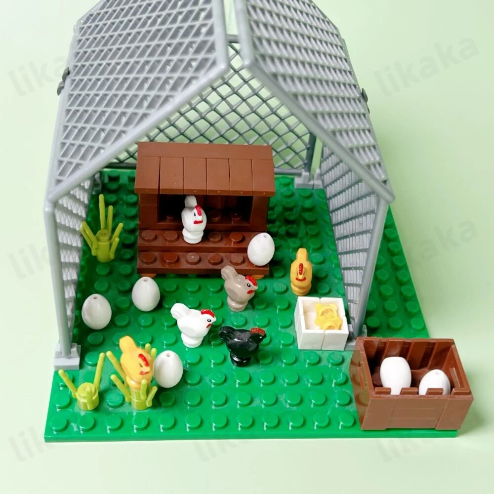 MOC Animals Building Blocks City Farm Chicken Coop Hen House Blocks DIY Toys for Children Boys Girls Birthday Gifts Kids Toys