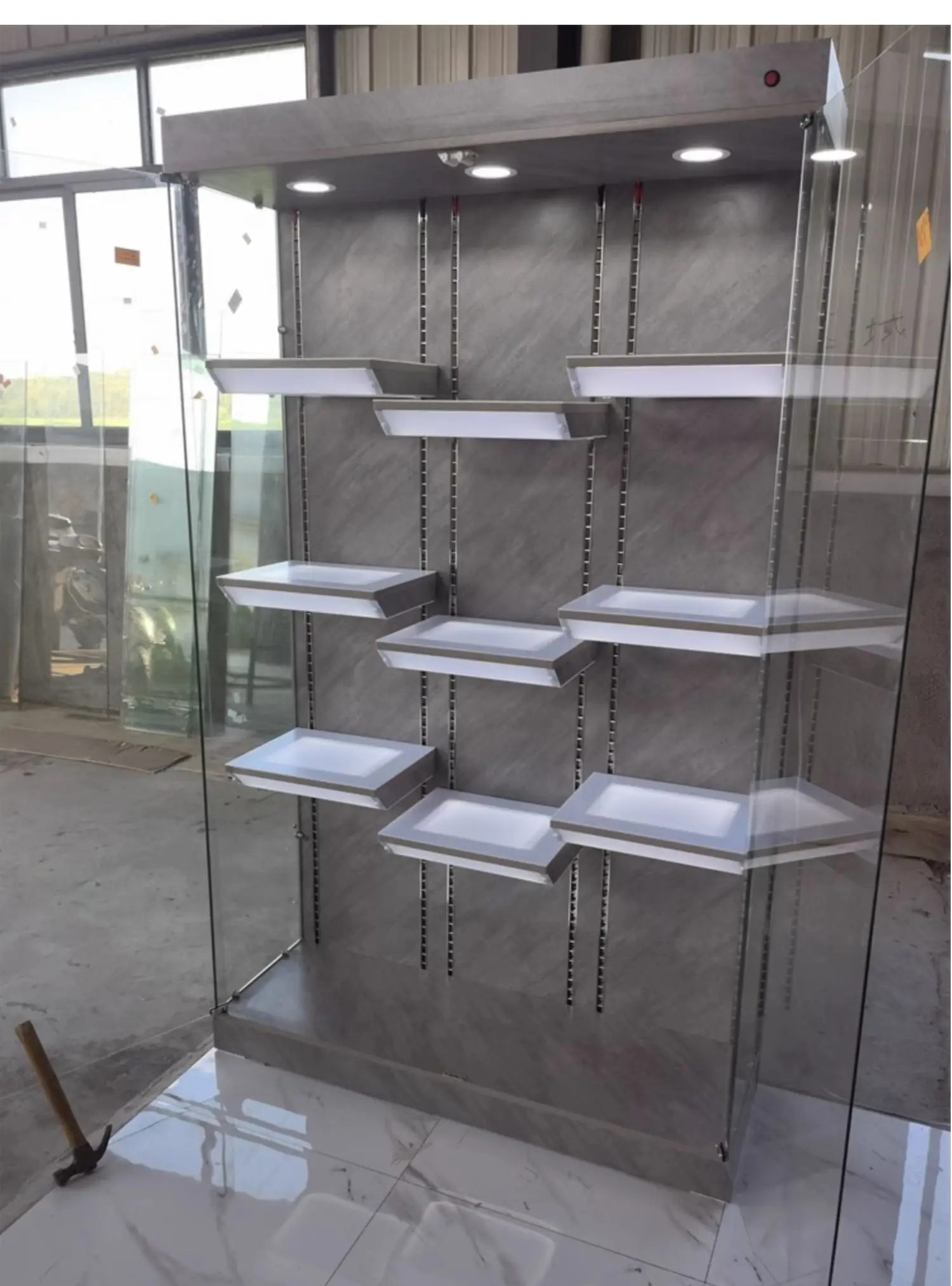 Glass Display Cabinet With Light, Toy Figure Showcase Household Commercial Storage Cabinet
