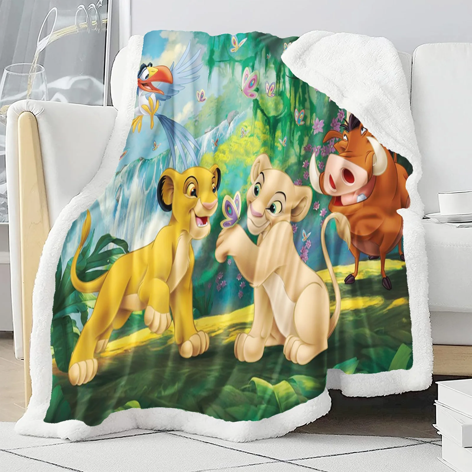 The Lion King Simba Printed Furry Plush Anime Blanket Home Decor Microfiber Fabric Suitable For Children And Adults Bed Blankets