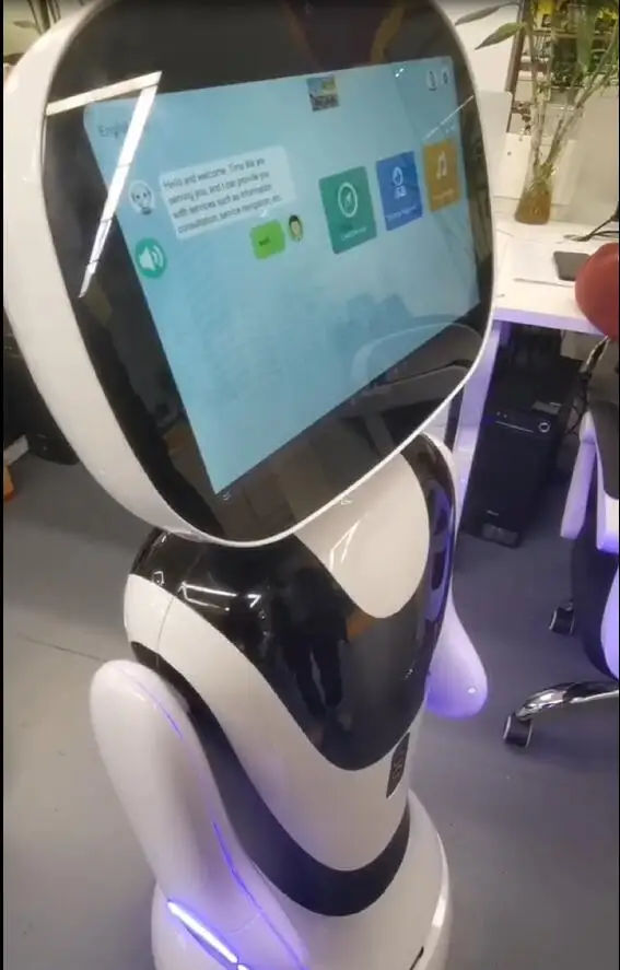 2024 Hot Sela Two Big Screen Guide Il miglior robot umanoide AI Robot di benvenuto commerciale per la reception