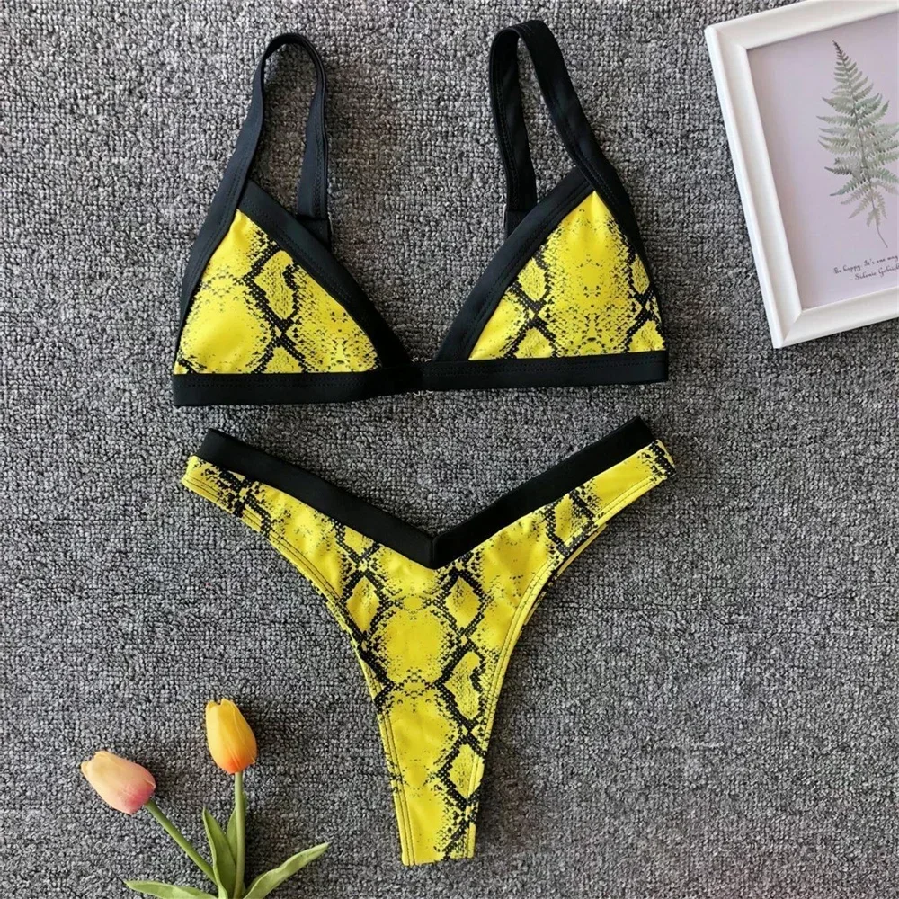 Snake Print Swimsuit Extrem Bikini Tangas Swimwear Bathing Suits Women Y2K Border Brazil Beach Outfit Micro Bikinis Set Biquinis