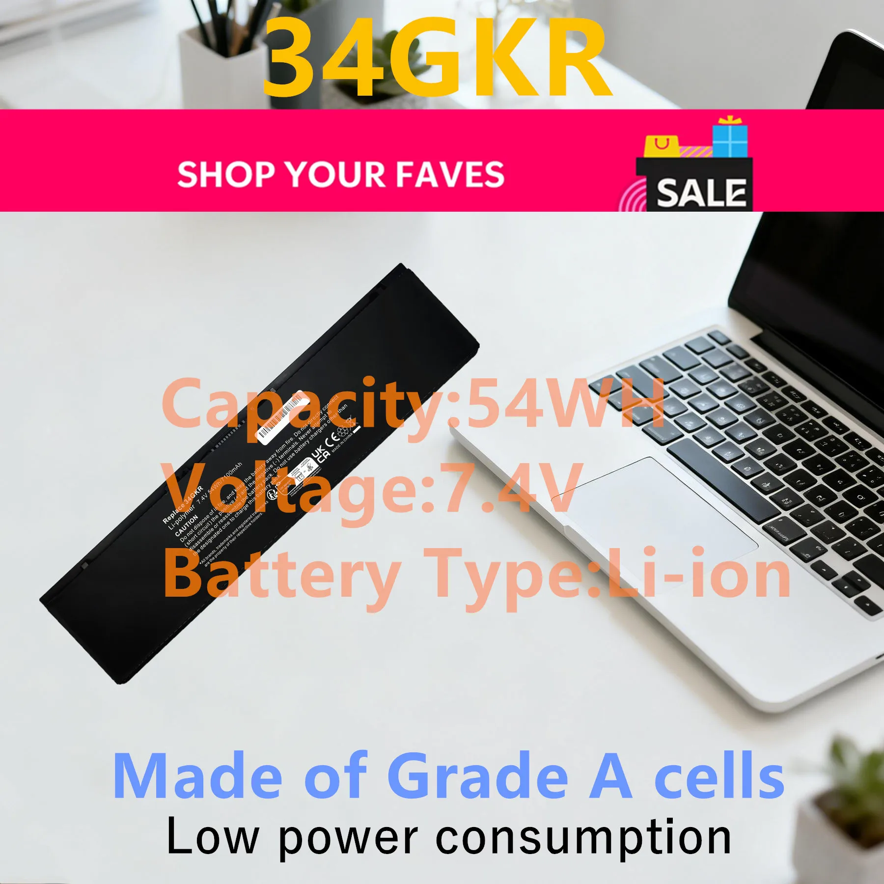 3RNFD 34GKR V8XN3 Laptop Battery For Dell Latitude E7450 E7440 E7420 G95J5 5K1GW 7.4V 54Wh