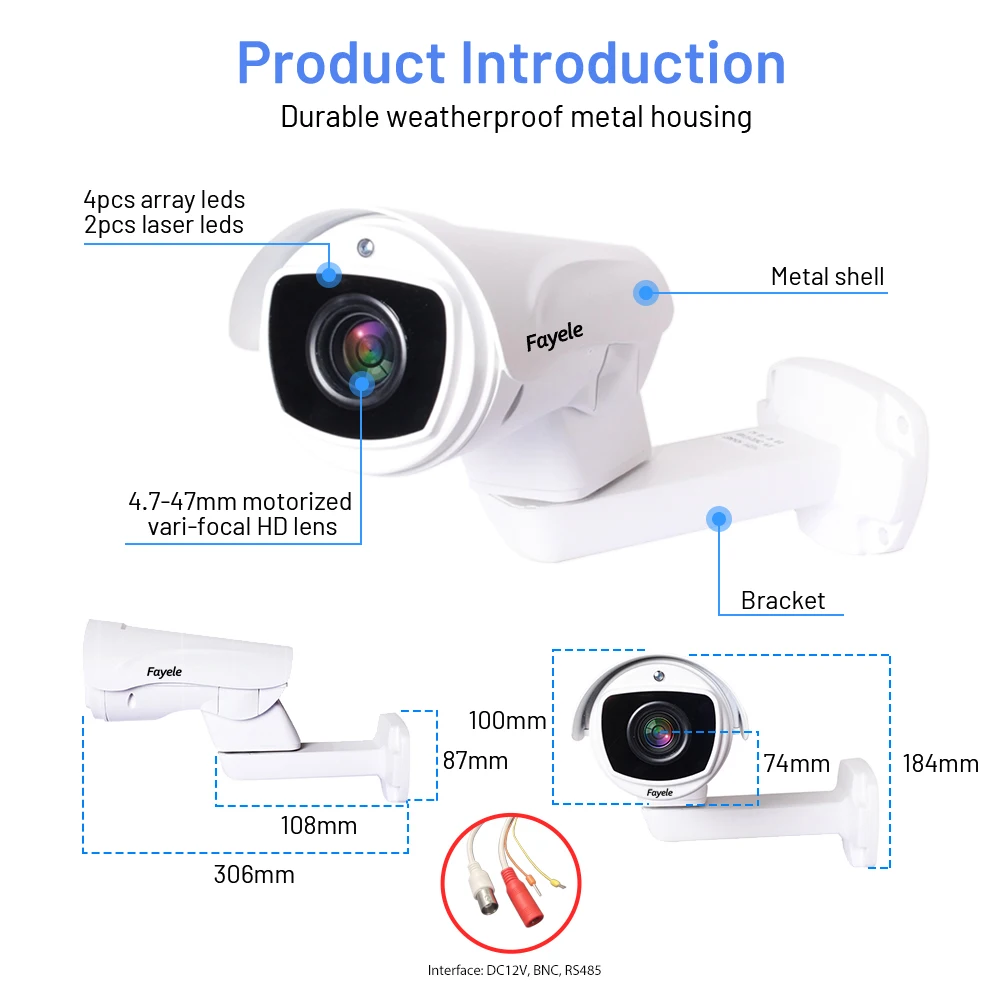 камера видеонаблюдения PTZ поворотная AHD аналоговая 2 мегапикселя 10X Zoom 2MP 5MP AHD Bullet камера видеонаблюдения уличная